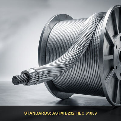 Condutor CA de Aço Reforçado com Alumínio ASTM B232 e BS 215-2 – Hawk, Drake, Raven e Dog Cabo de Alumínio Reforçado com Aço para Linhas de Transmissão Aérea