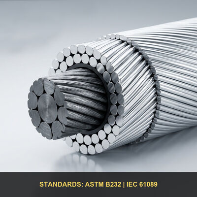 Condutor ACSR 50mm e 100mm – Cabo de Alumínio Reforçado com Aço (SCA/ACSR) para Linhas de Transmissão Aérea